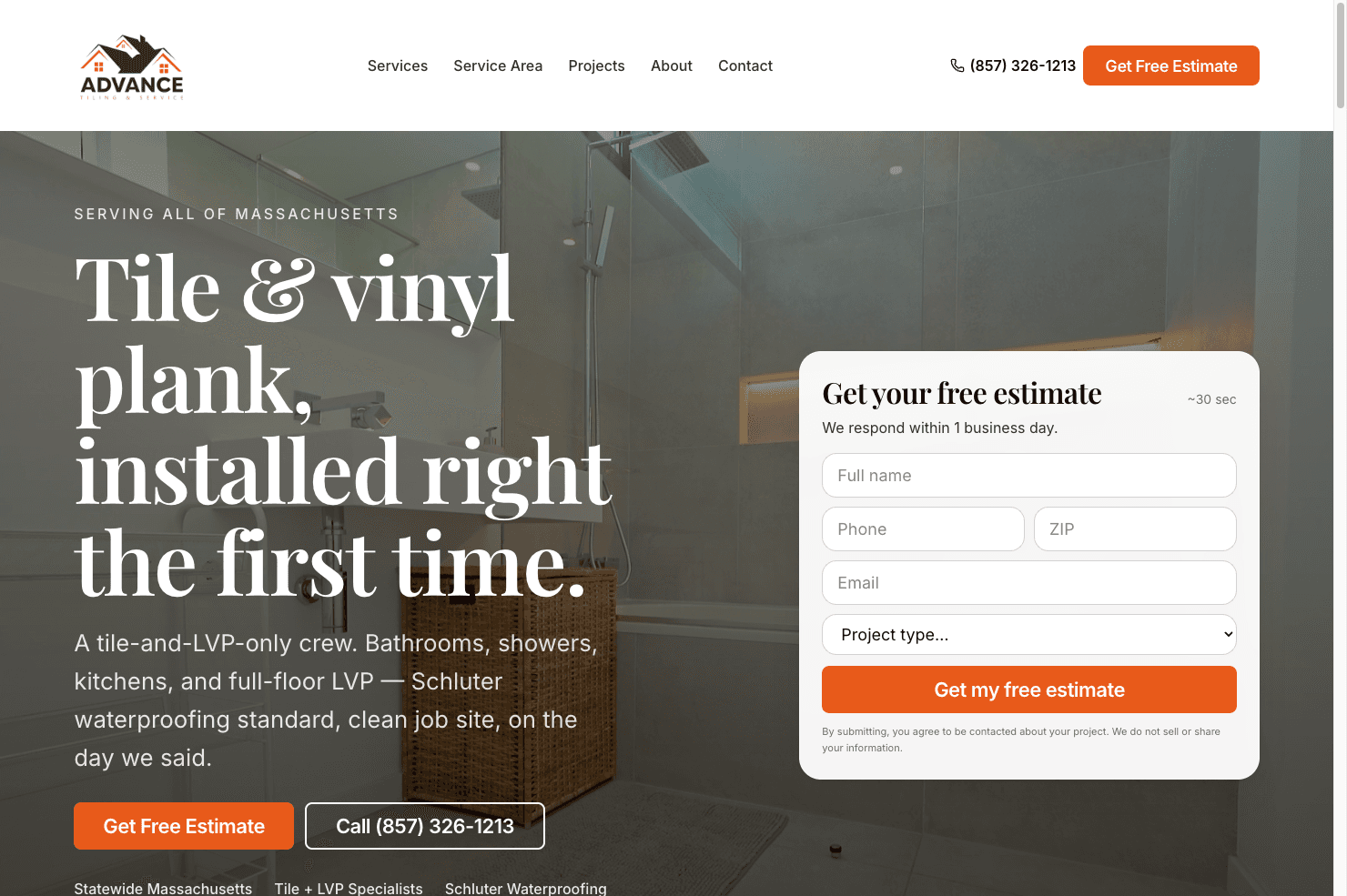 Advance Tiling & Service website