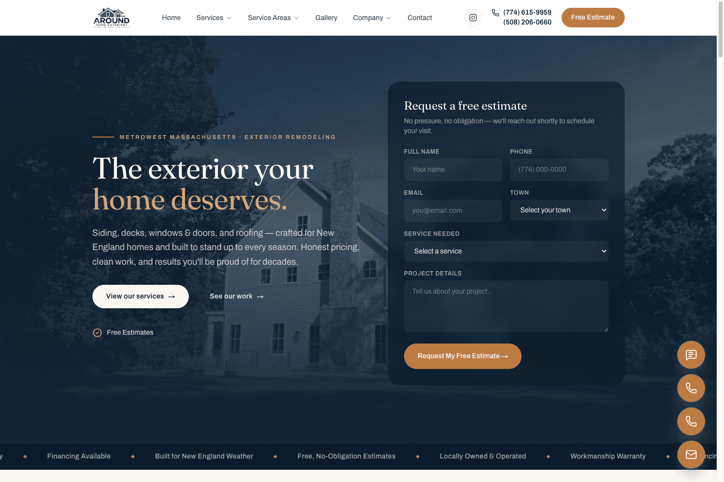 Around Home Exteriors website