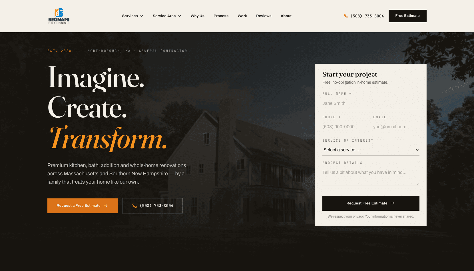 Begnami Home Improvements website