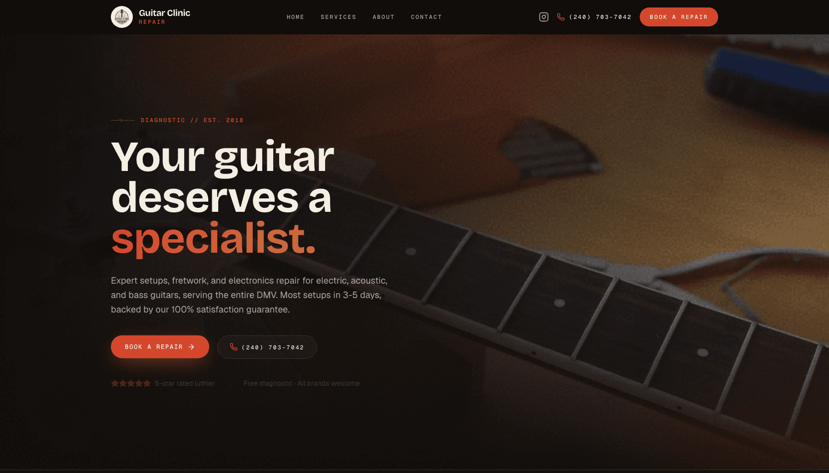 Guitar Clinic Repair website