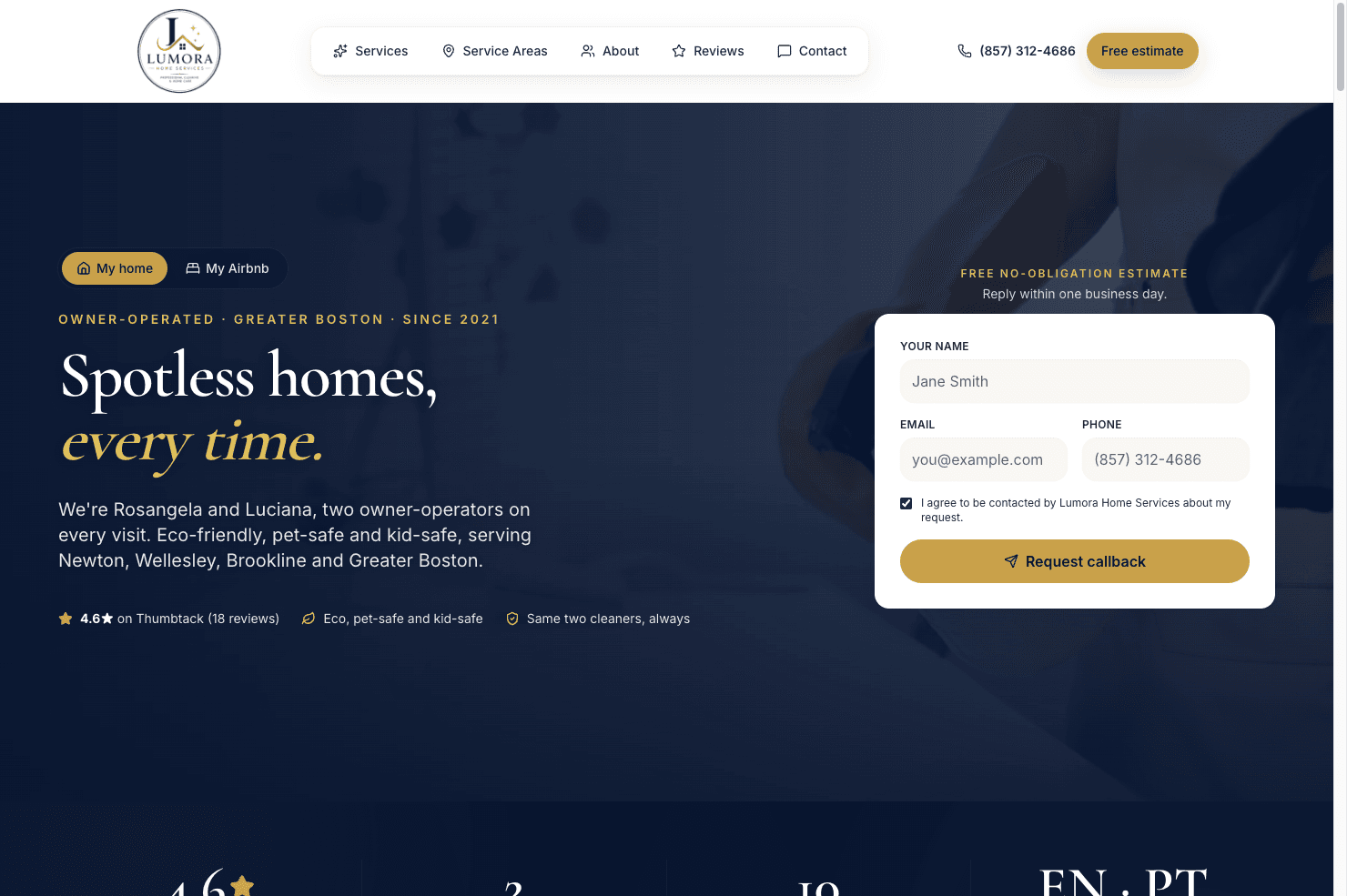 Lumora Home Services website
