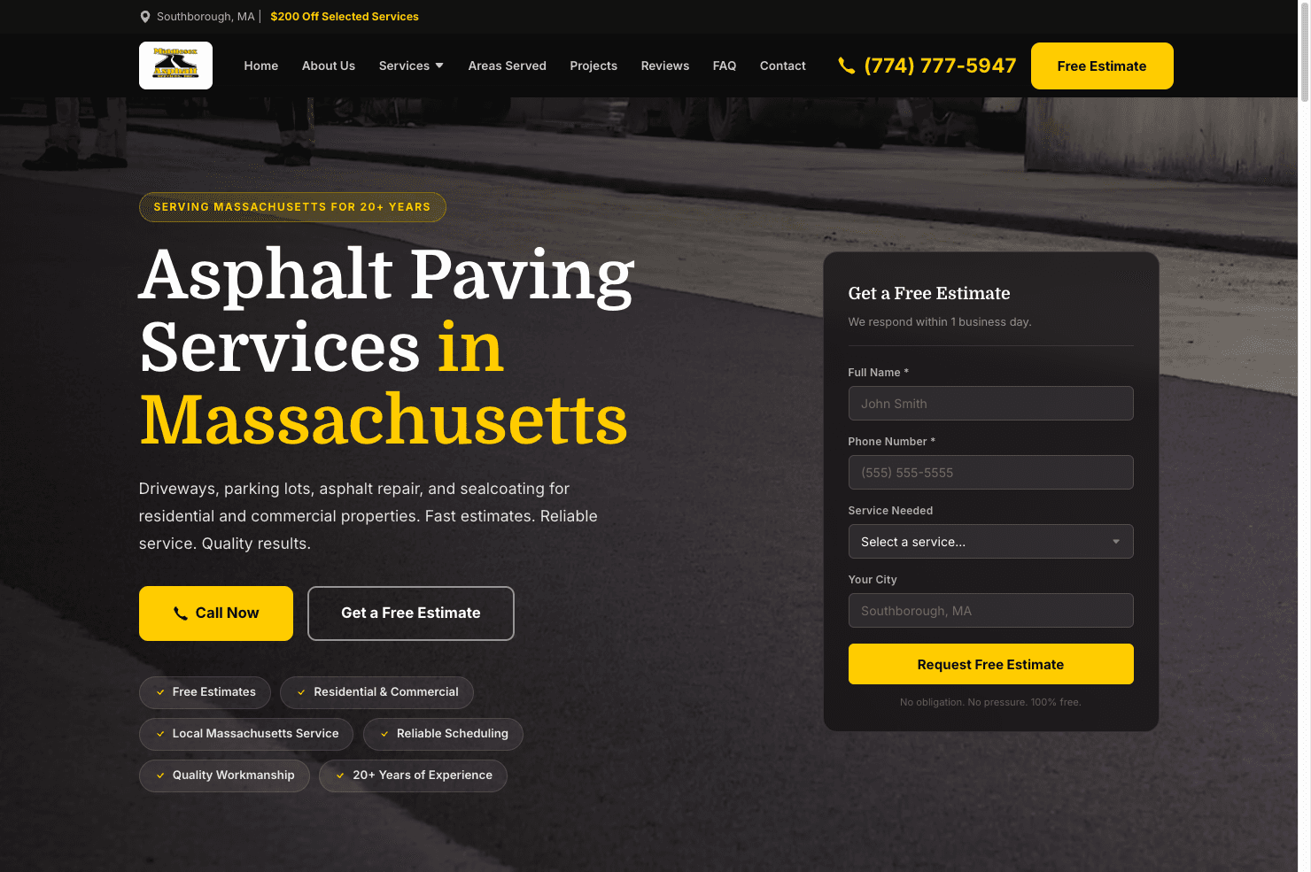 Middlesex Asphalt Services website